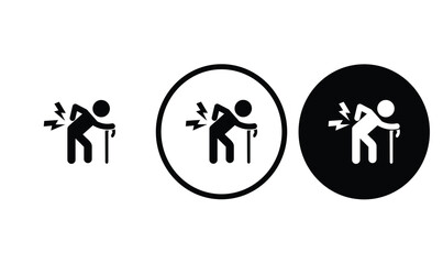 icon back pain black outline for web site design 
and mobile dark mode apps 
Vector illustration on a white background