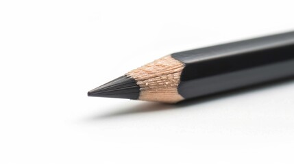 Close-up of sharpened black pencil on white background, minimalistic concept