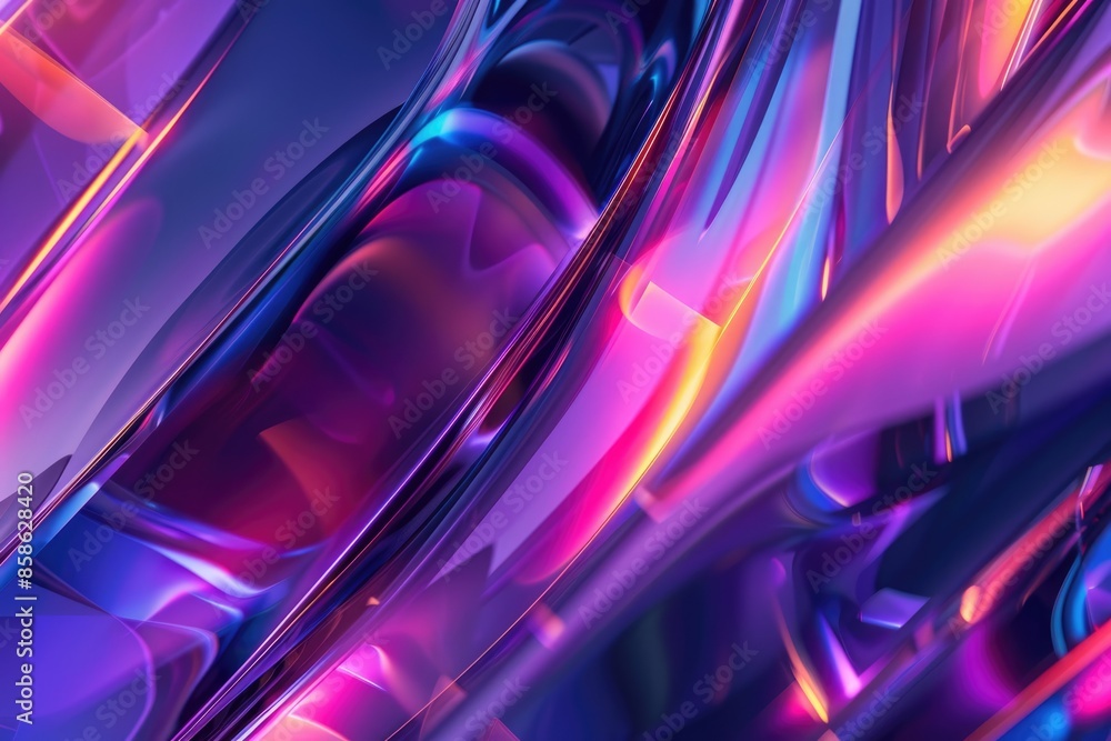 Poster 3d render of abstract crystal structure, smooth fluid shapes, vibrant colors aig51a.