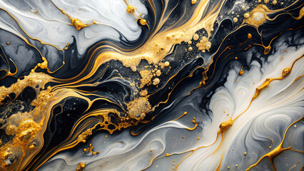 background black white and gold abstract texture marble pattern luxury liquid paint design