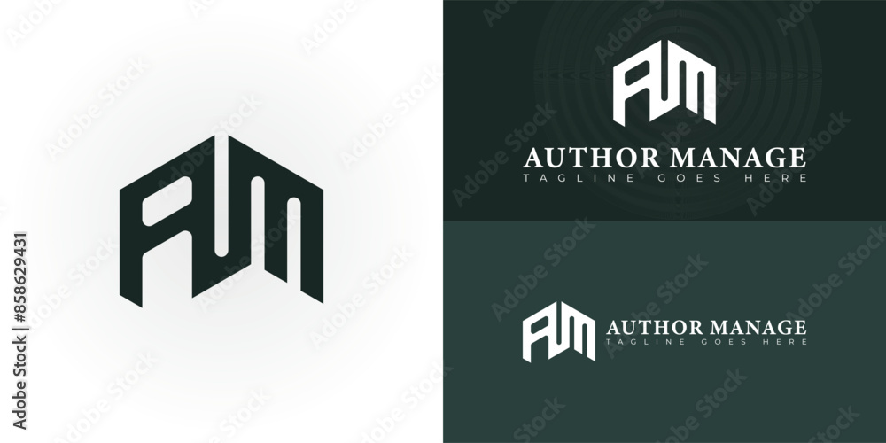 Aufkleber abstract initial letters am or ma logo in green color isolated on multiple background colors. the lo