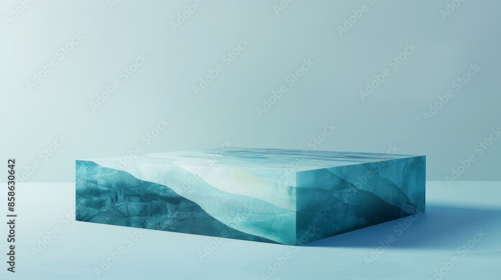 Poster a gradient effect plinth with varying shades of blue and a geometric design perfect for displaying o