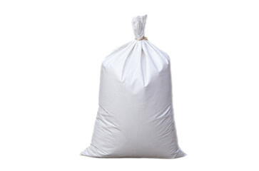 White polypropylene sack that contain full of agricultural grains, tied on the top with bamboo...