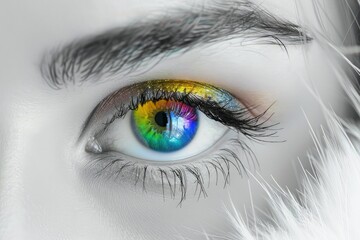 Colorful rainbow eye on white background