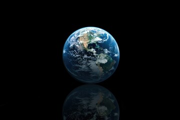 Fototapeta premium Earth globe on black background with elements furnished by