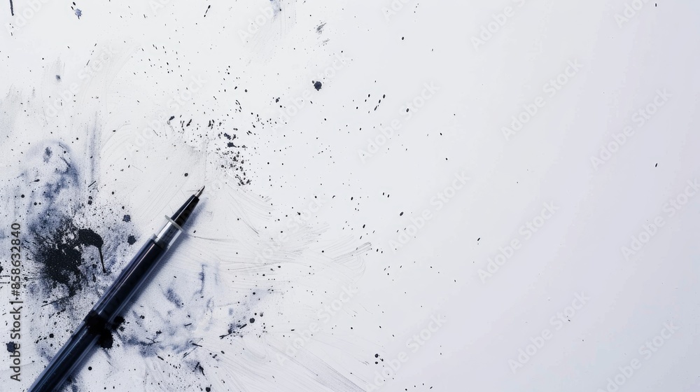 Poster abstract background for sketching and writing with a pen and notebook on a white background