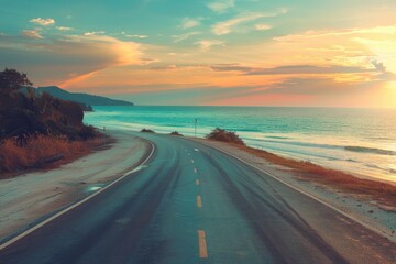 Stunning beach landscape on road trip in summer