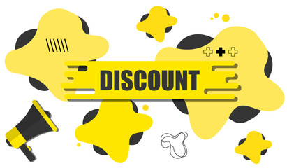Vector banner. Megaphone with discount speech bubble. Loudspeaker. Banner for business, marketing. Banner design vector illustration.