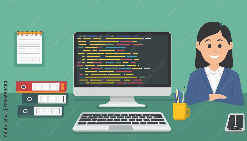 Aufkleber computer, design, programmer, programming, code, graphics, generative ai