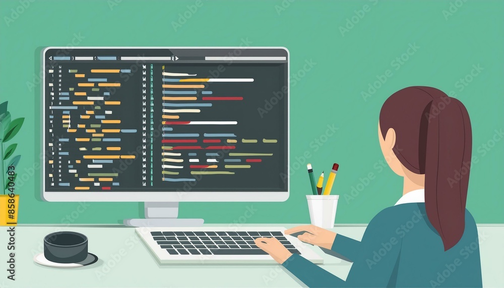 Aufkleber computer, design, programmer, programming, code, graphics, generative ai