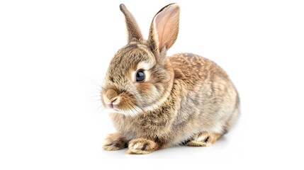 Obraz premium Rabbit , 4 months old, sitting against white background.