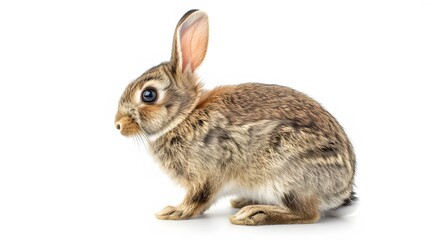 Fototapeta premium Rabbit , 4 months old, sitting against white background.