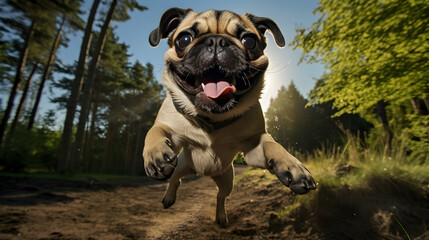 Obraz premium Pug's hilarious zoomies, capturing the essence of joyful chaos