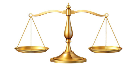 Golden Scales of Justice on Transparent Background
