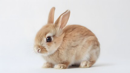 Obraz premium Rabbit , 4 months old, sitting against white background.