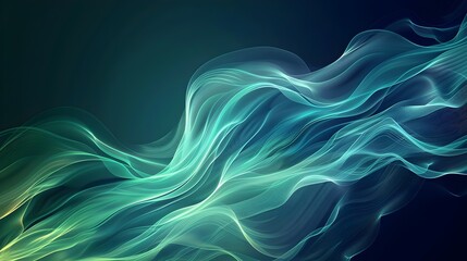 Obraz premium Elegant Flowing Lines in Shades of Blue and Green Abstract Background