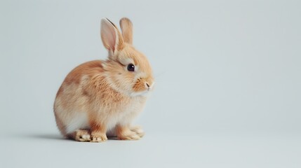 Obraz premium Rabbit , 4 months old, sitting against white background.