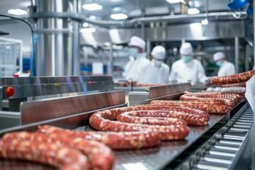 Modern sausage factory with high-tech equipment