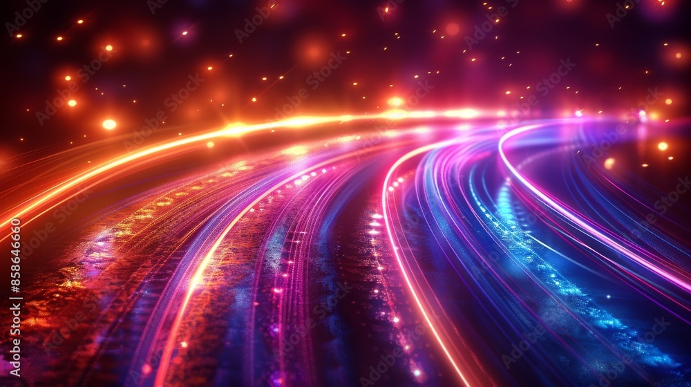 Canvas Prints an abstract neon light background with blurs for speed.