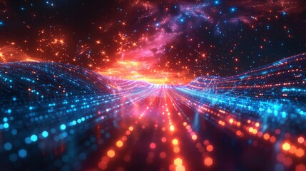 Obraz premium An abstract neon light background with blurs for speed.