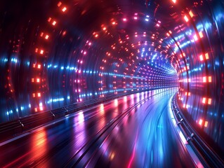 Obraz premium An abstract neon light background with blurs for speed.