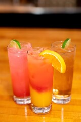 Mixed drinks on bar