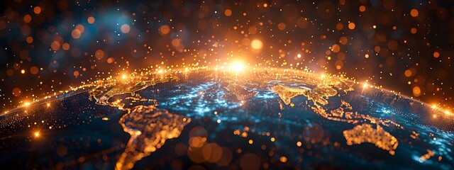 Shimmering Globe of Digital Infrastructure and Luminous Data Conduits
