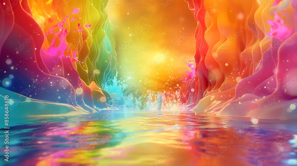 Poster 1. **prompt 1:** illustrate a whimsical 16:9 image of a magical journey through an enchanting rainbo