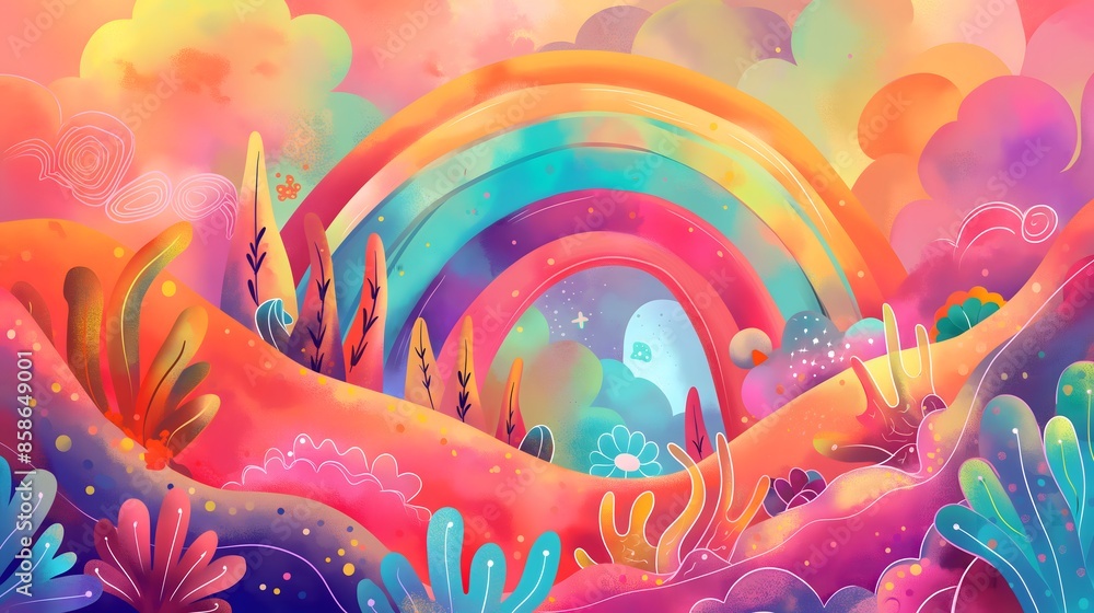 Poster 3. **prompt 3:** design a captivating 16:9 illustration portraying a magical and whimsical journey t