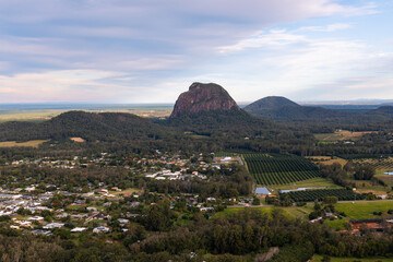 Glasshouse mountains view from Mount Ngungun, Queensland, Australia.