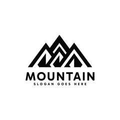 Abstract mountain logo design with minimalist geometric shape concept.