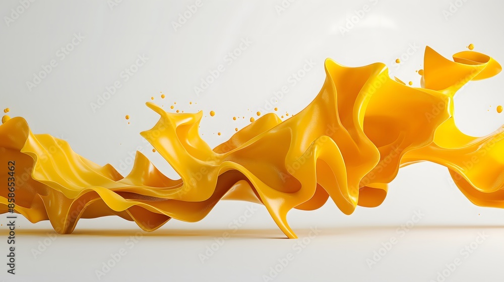 Poster 3. **Prompt 3:** Illustrate a captivating 3D scene depicting twisted yellow shapes with a focus on realism and elegance. Rendered against a transparent background to emphasize their form and texture,