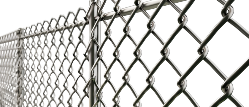 A chain link fence with a silver metal bar
