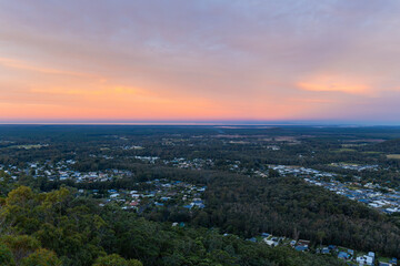 Beautiful sunset view at Brisbane Hinterland, Queensland, Australia.