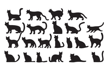 Black Silhouette cat collection vector art 