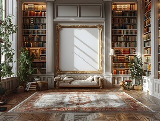 An Elegant Study with Built in Bookshelves and Refined Victorian era Aesthetics