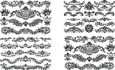 decoration design illustration border frame floral vector divider flourish ornament ornate vintage flower element swirl text wedding decorative set line