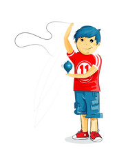 boy playing top / niño jugando trompo