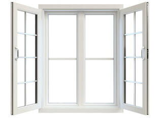 A white window with two panes of glass and a white frame