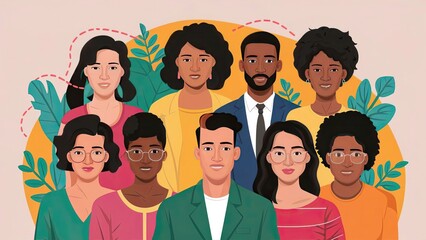 Racial Diversity Vectors for Community and Corporate Projects. Multicultural community engagement, inclusive corporate team, diverse group interaction background