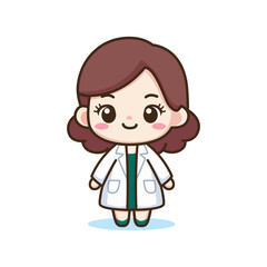 cute woman smart scientist cartoon character vector illustration template design