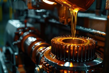 Pouring gear oil into differential