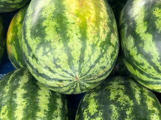 close up of fresh ripe watermelons.