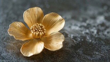 Naklejka premium Minimalist gold metal flower, sleek and simple style, raw texture, refined and understated elegance