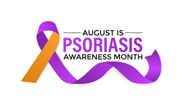 Vector illustration of Psoriasis awareness month is observed every year in August. Banner design template.