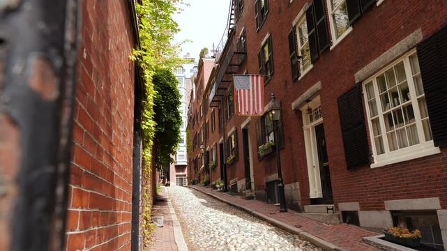 Panning Shot of Acorn Street in Boston