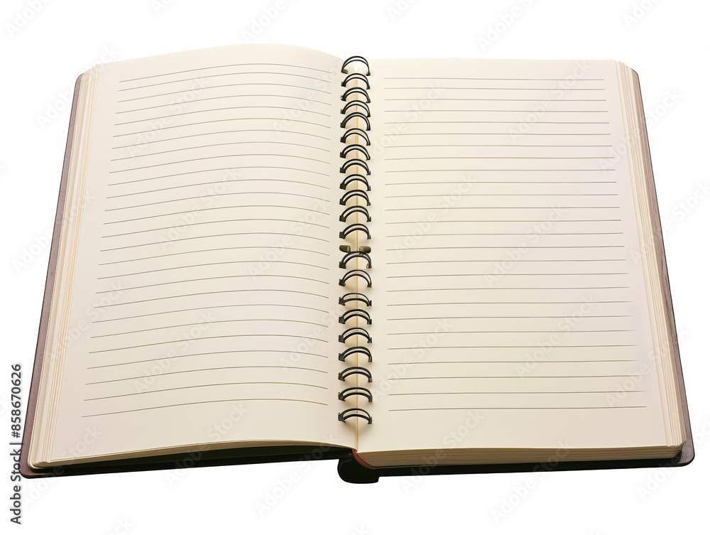 Poster a spiral bound notebook is open to a blank page