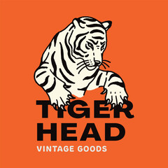 Hand Drawn Vintage Tiger Graphic Assets Logo Badge