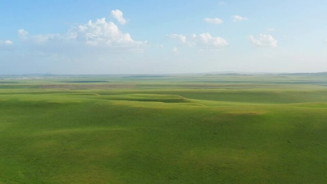 Aerial photography of the blue sky and white clouds of the Dada line in Keshiketeng Banner