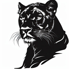 Obraz premium A black and white drawing of a panther on a white background